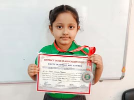  Kimaya Shailesh Mirajkar Won Silver Medal at District Inter Class Karate Kumite
