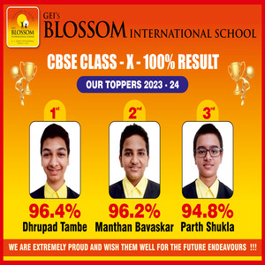 GEI's Blossom International School students have achieved 100% results in the CBSE board 2022-2023.